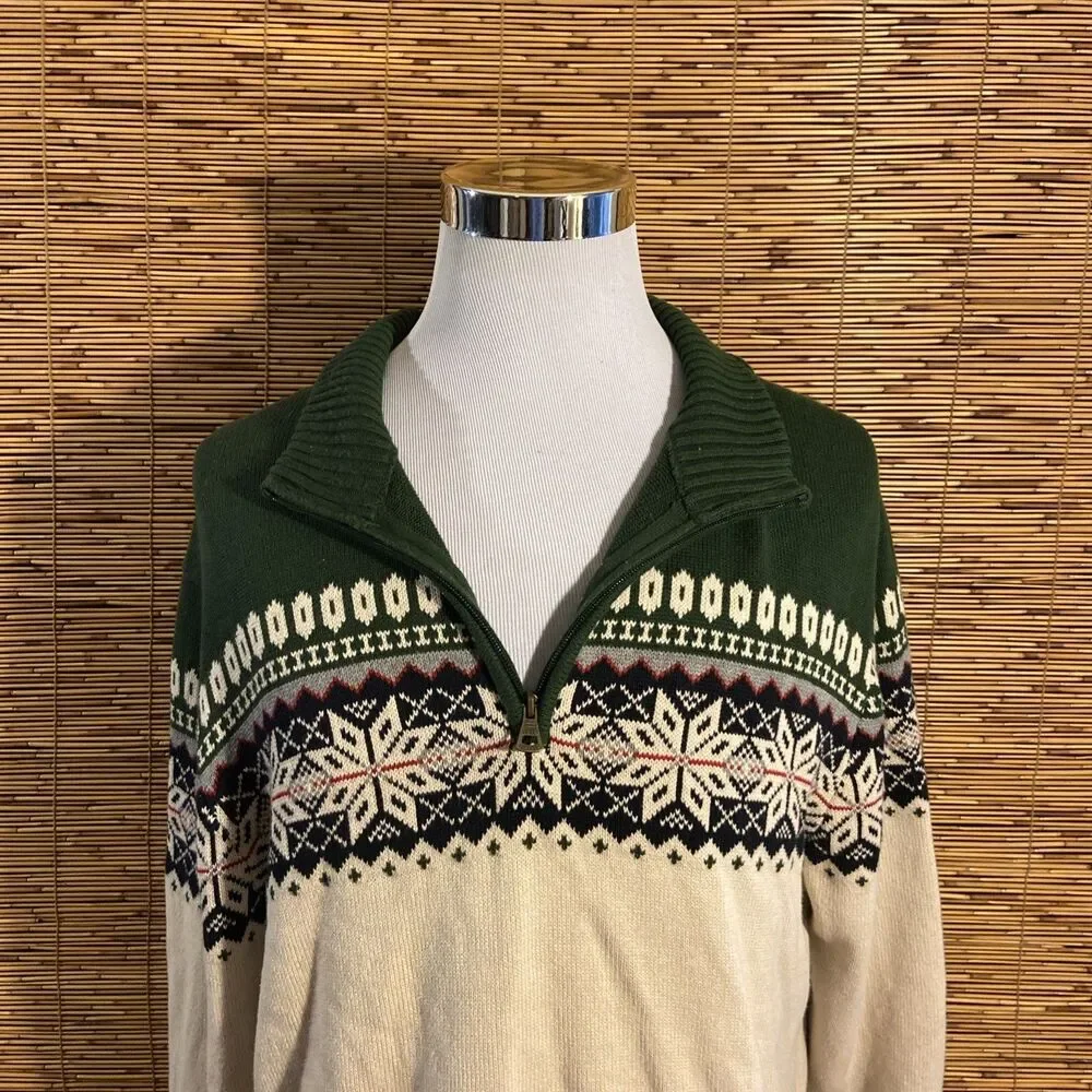 Weatherproof Vintage The Holiday Sweater Mens XL Cotton Nordic 1/4 Zip Pullover